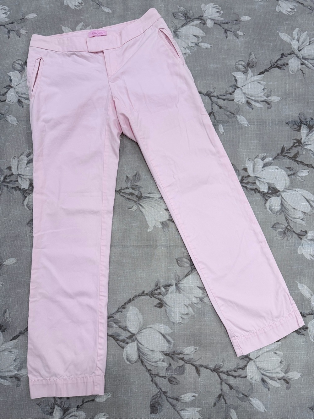 Lilly Pulitzer Pink Capri Pants Size 0 100% Cotton Ankle Crop